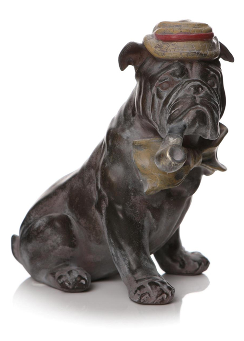 Bulldog Dog with Bow Tie Hat Pipe Ornament