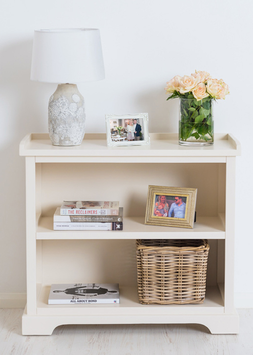 Country White Wooden Low Bookcase