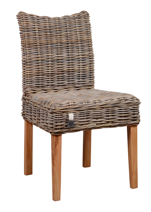 M500155 Hand Woven Rattan Mahogany Dining Chair