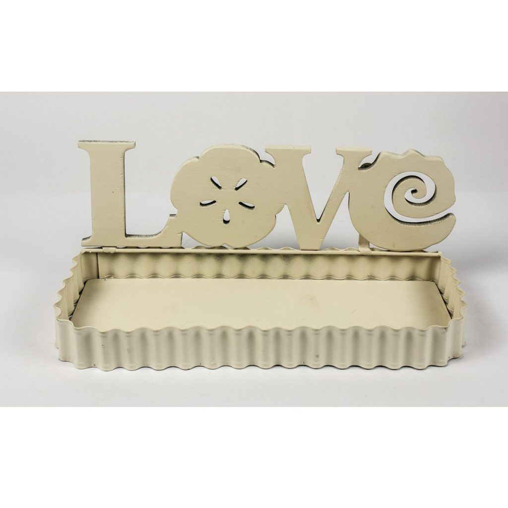 QEL024_1_LOVE Flower Cream Metal Wall Shelf