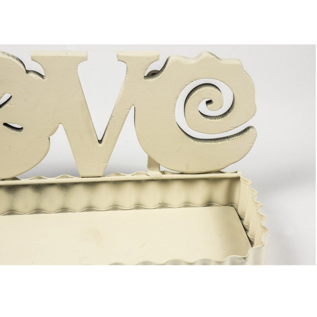 QEL024_2_LOVE Flower Cream Metal Wall Shelf