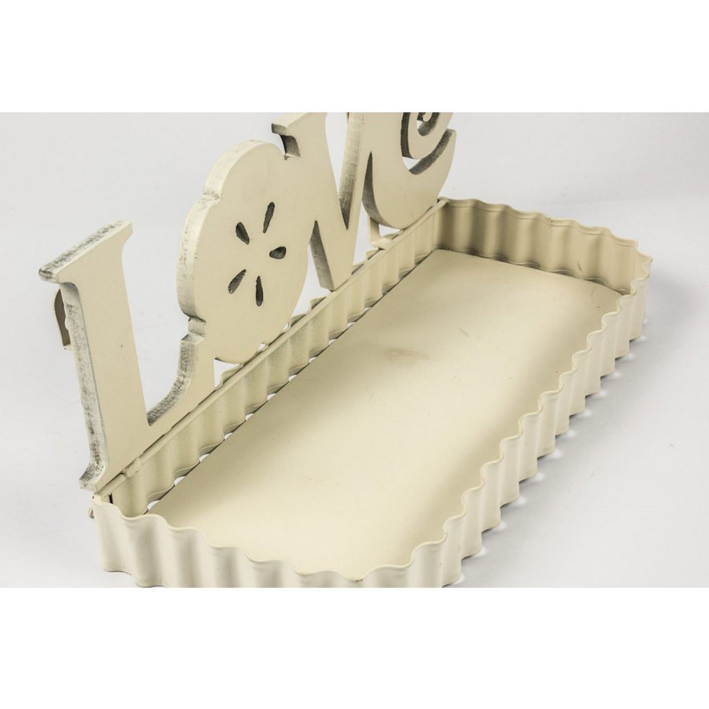 QEL024_3_LOVE Flower Cream Metal Wall Shelf