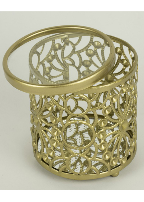 QEL040_1_Cylinder Gold Metal Trinket Jewellery Box