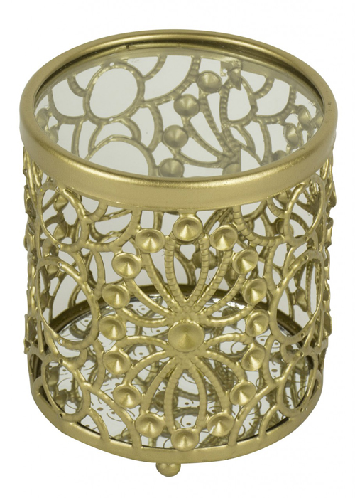 QEL040_Cylinder Gold Metal Trinket Jewellery Box