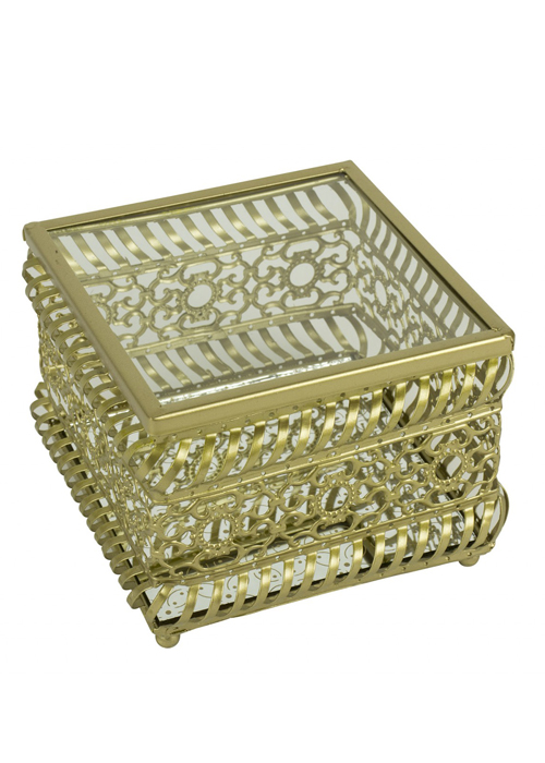 QEL041_Ornate Gold Metal Trinket Jewellery Box