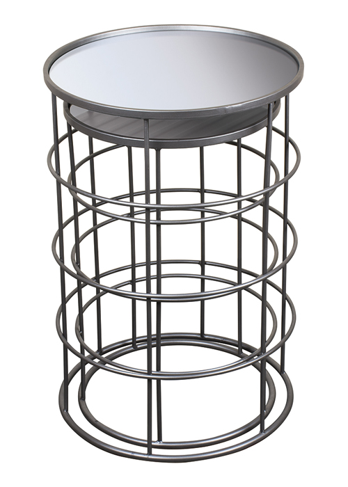 QEL055_1_Contemporary Mirrored Grey Round Nested Tables