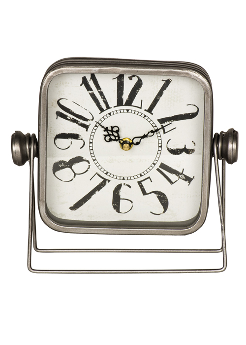 QEL058_1_Vintage Style Grey Shelf Clock with Stand