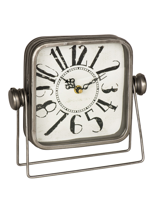 QEL058_Vintage Style Grey Shelf Clock with Stand