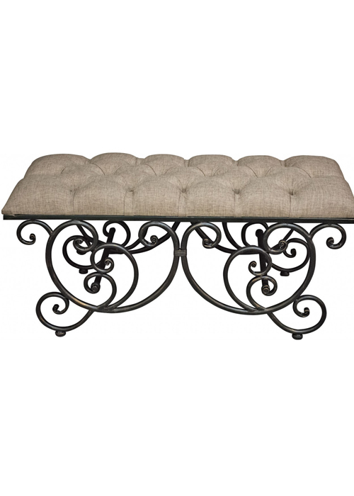 UGK025_1_Antique Black Grey Upholstered Bench