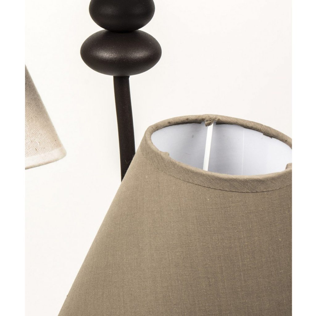 WEI002_3_Brown Beige Linen Triple Table Lamp