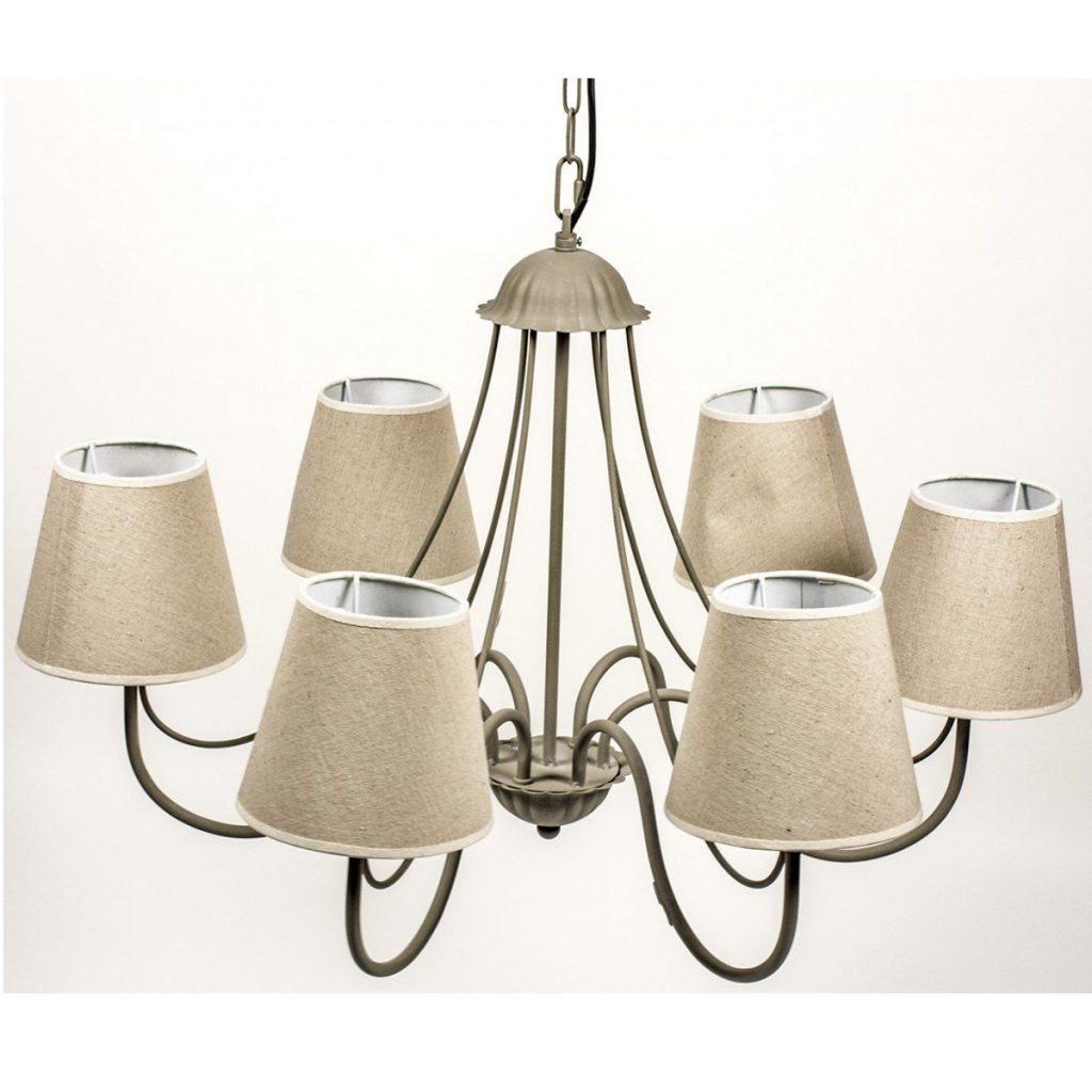 WEI006_Shabby Chic Grey Cream Metal Chandelier