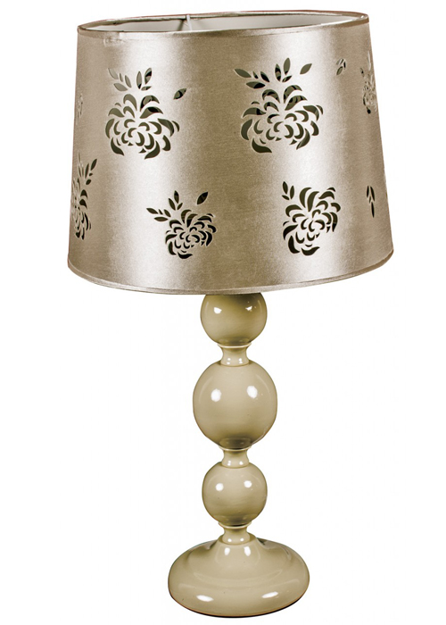 WUD008__Floral Metallic Gold Cream Table Lamp