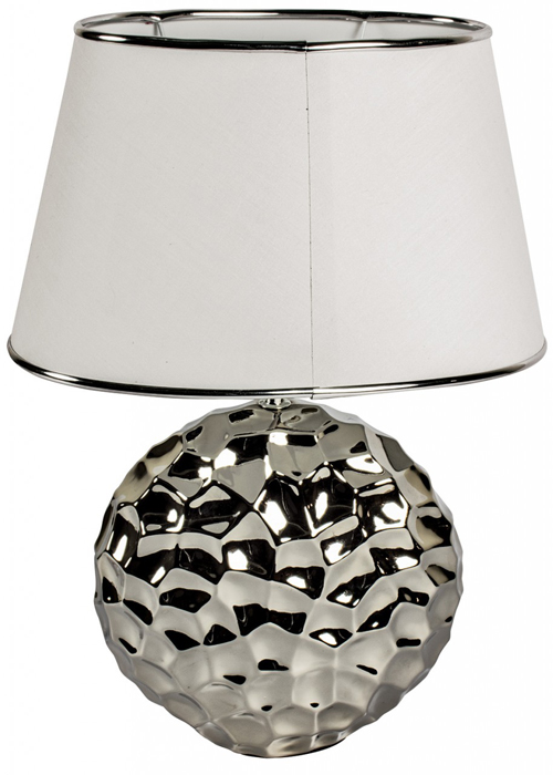 WUD011_Hammered Effect Silver Chrome Table Lamp