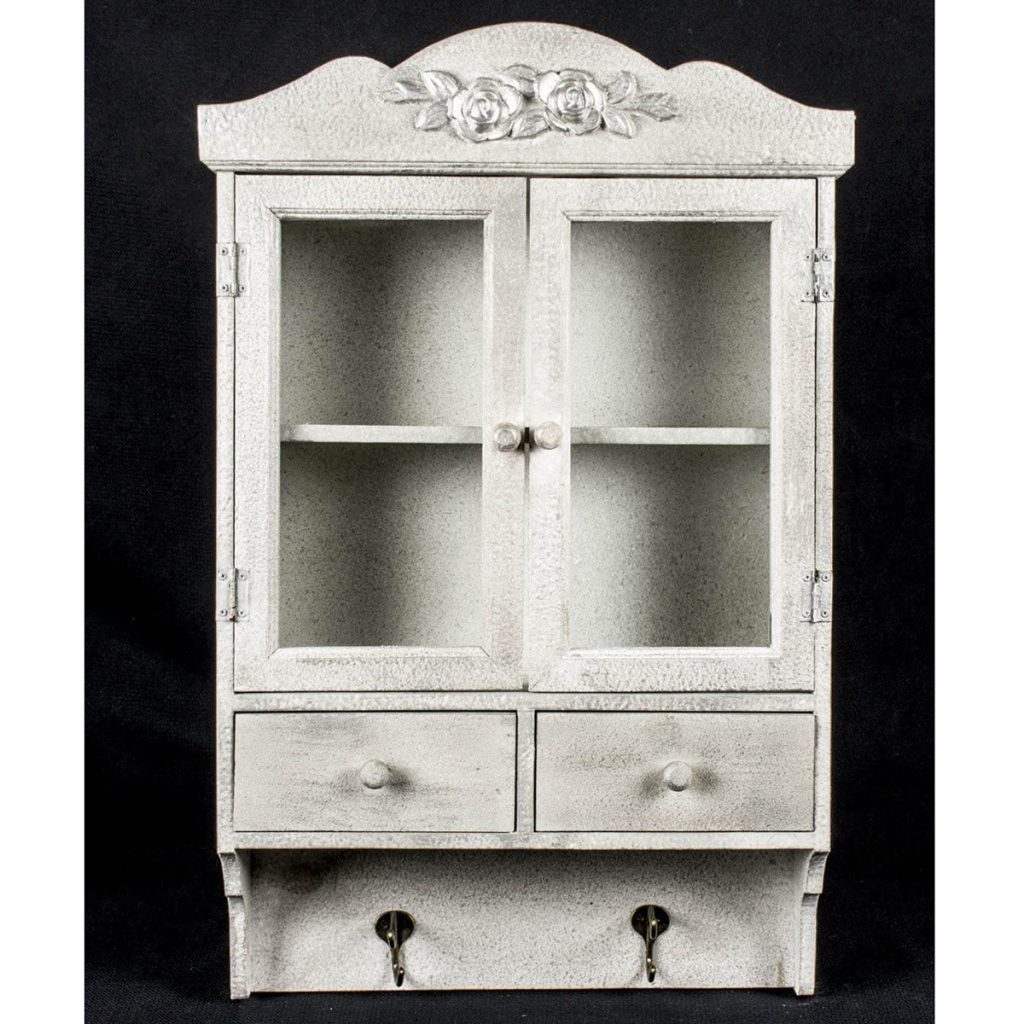 ZGK004_French Country Grey Glass Wall Cabinet a