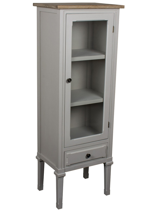 ZJW127_French Country Grey Glass Cabinet