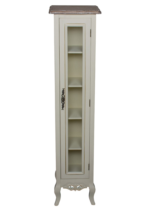 ZJW140_1_French Antique Cream Glass Cabinet