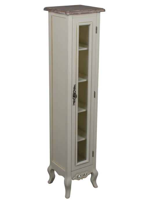 ZJW140_French Antique Cream Glass Cabinet