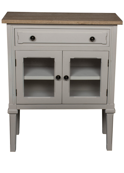 ZJW154_1_French Country Grey Glass Display Cabinet