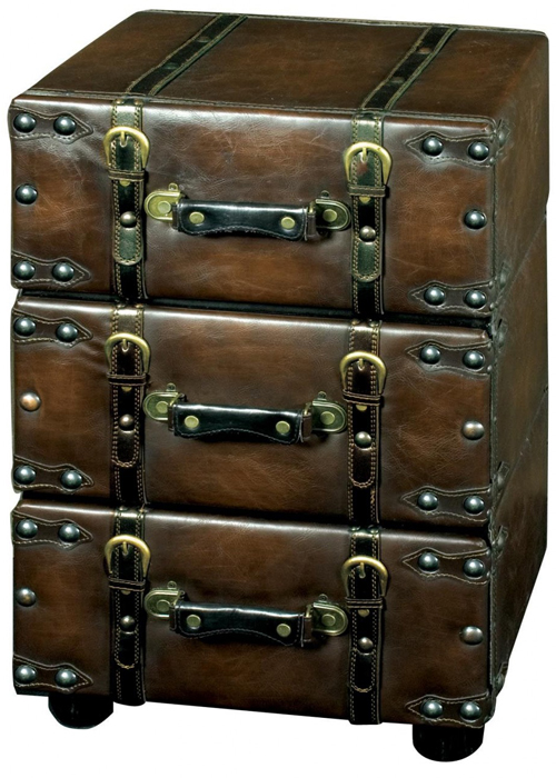 ugk005-Antique Style Suitcase Brown Drawer Unit