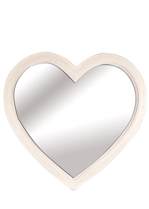 zjw043_Shabby Chic White Cream Heart Mirror