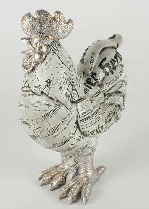 SPW005_1_Vintage Style Rooster Silver Ornament