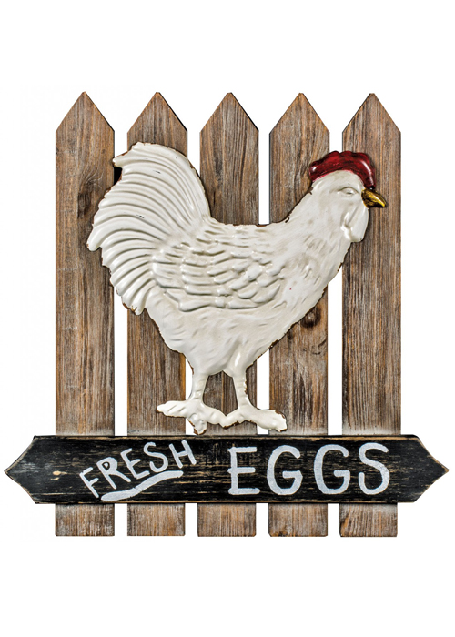 SYD001_Rustic Wooden Tin Hen Wall Plaque