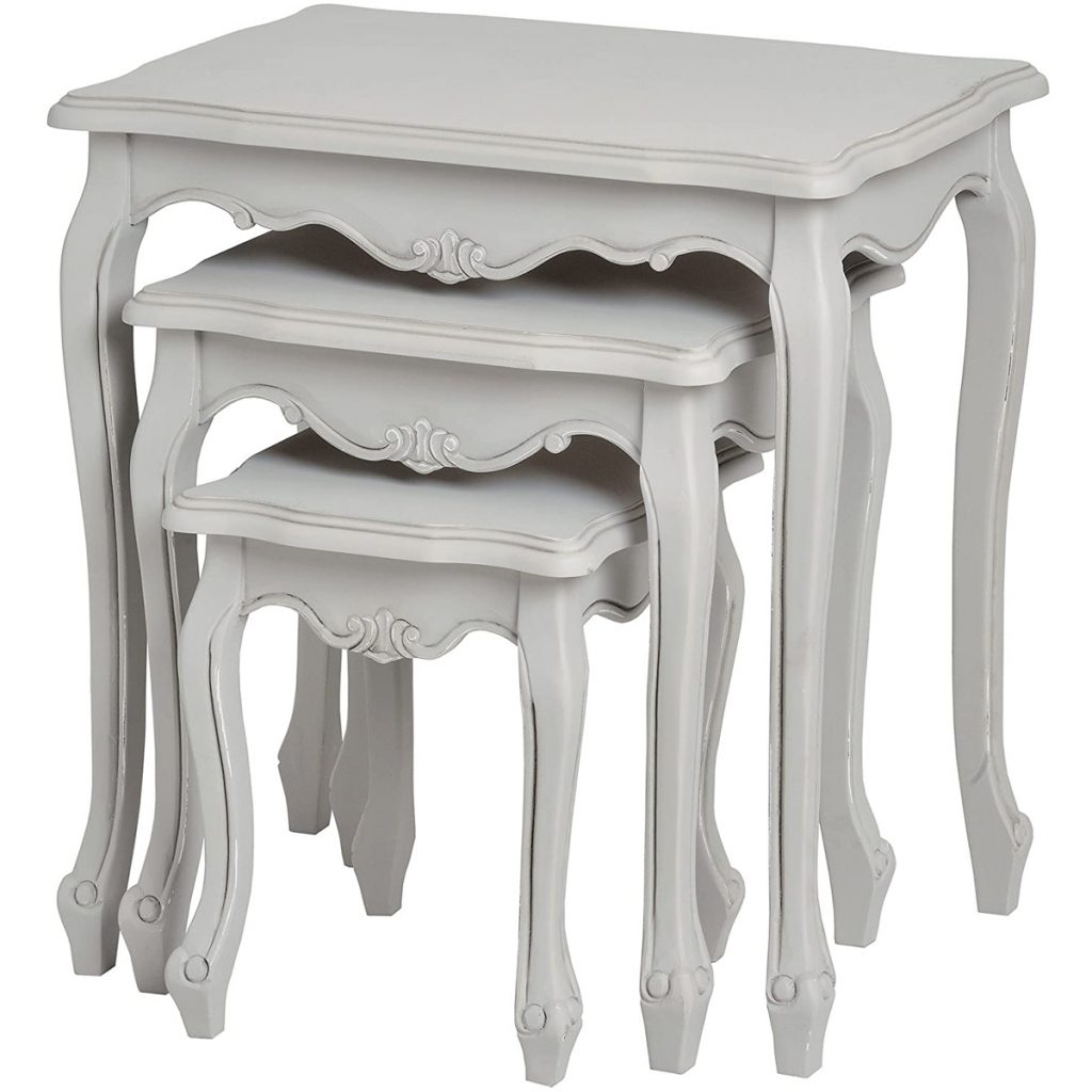 17049 French Vintage Grey Nested Tables Set