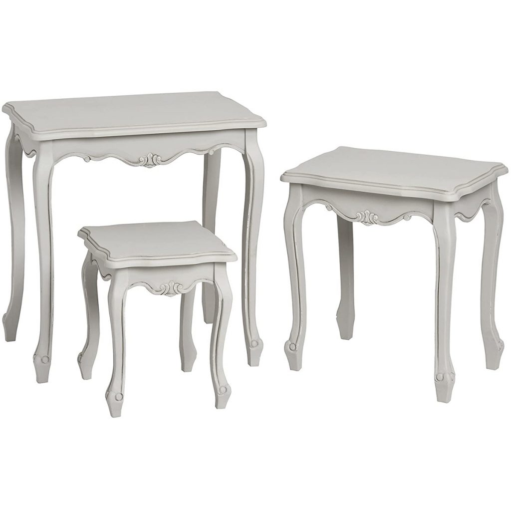 17049- a French Vintage Grey Nested Tables Set