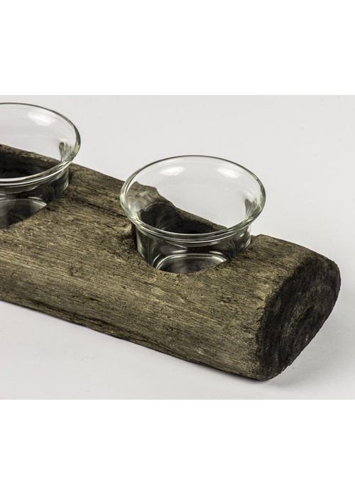 MNX265_2_Brown Driftwood Tealight Holder