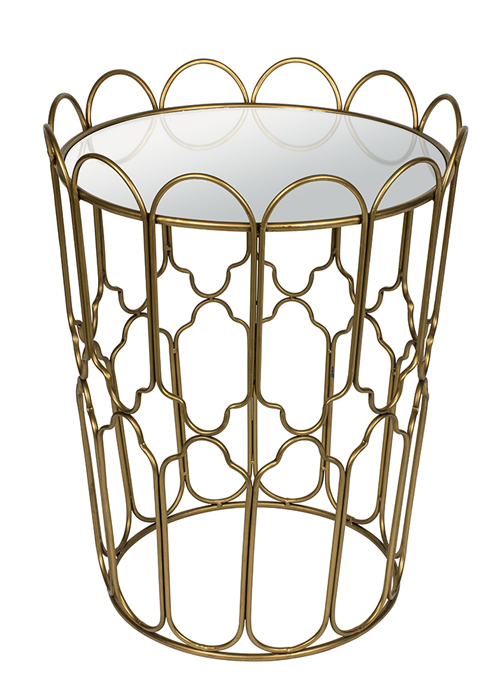 MNX299_Ornate Gold Metal Mirrored Glass Table