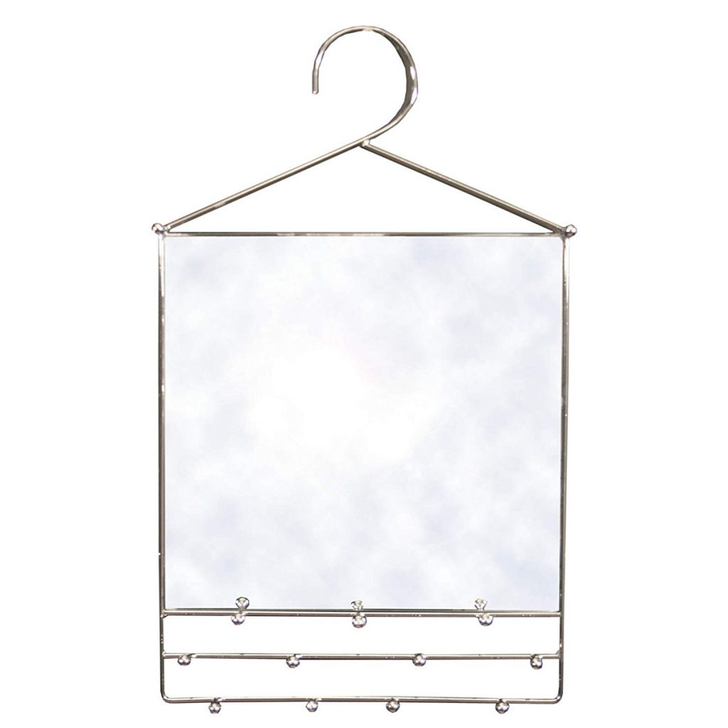 MP136 Silver Metal Jewellery Holder with Mirror