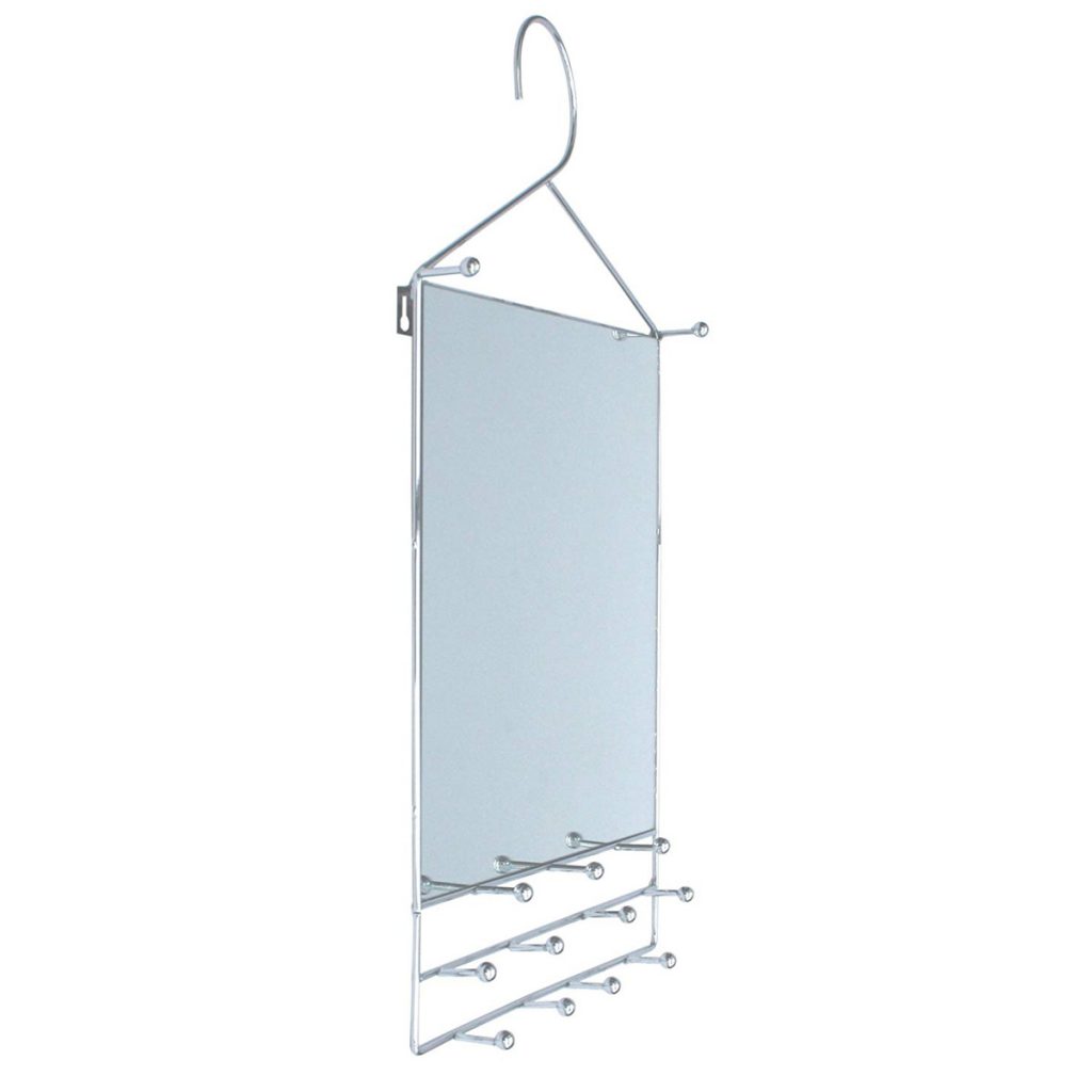 MP136_1 Silver Metal Jewellery Holder with Mirror