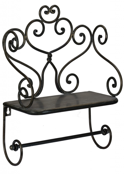 NYC127_1 Antique Pewter Grey Towel Holder Shelf