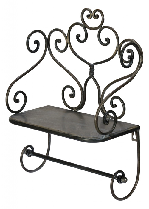 NYC127_Antique Pewter Grey Towel Holder Shelf