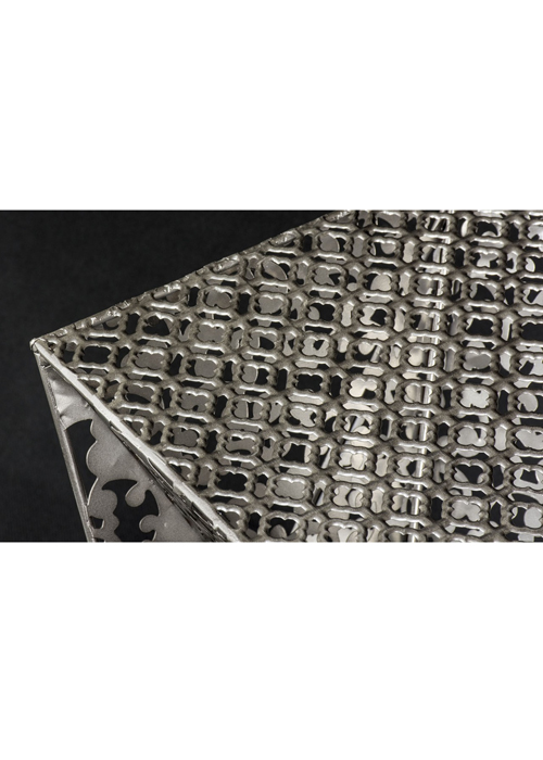 OVA004_3_Art Deco Style Silver Metal Mesh Table