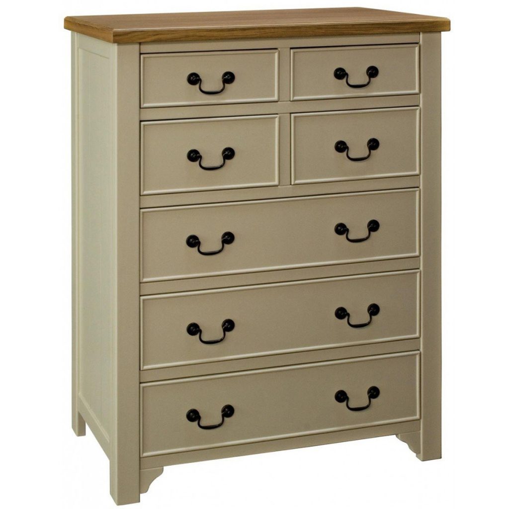 okl005-angled_Country Style Cream Brown Chest of Drawers