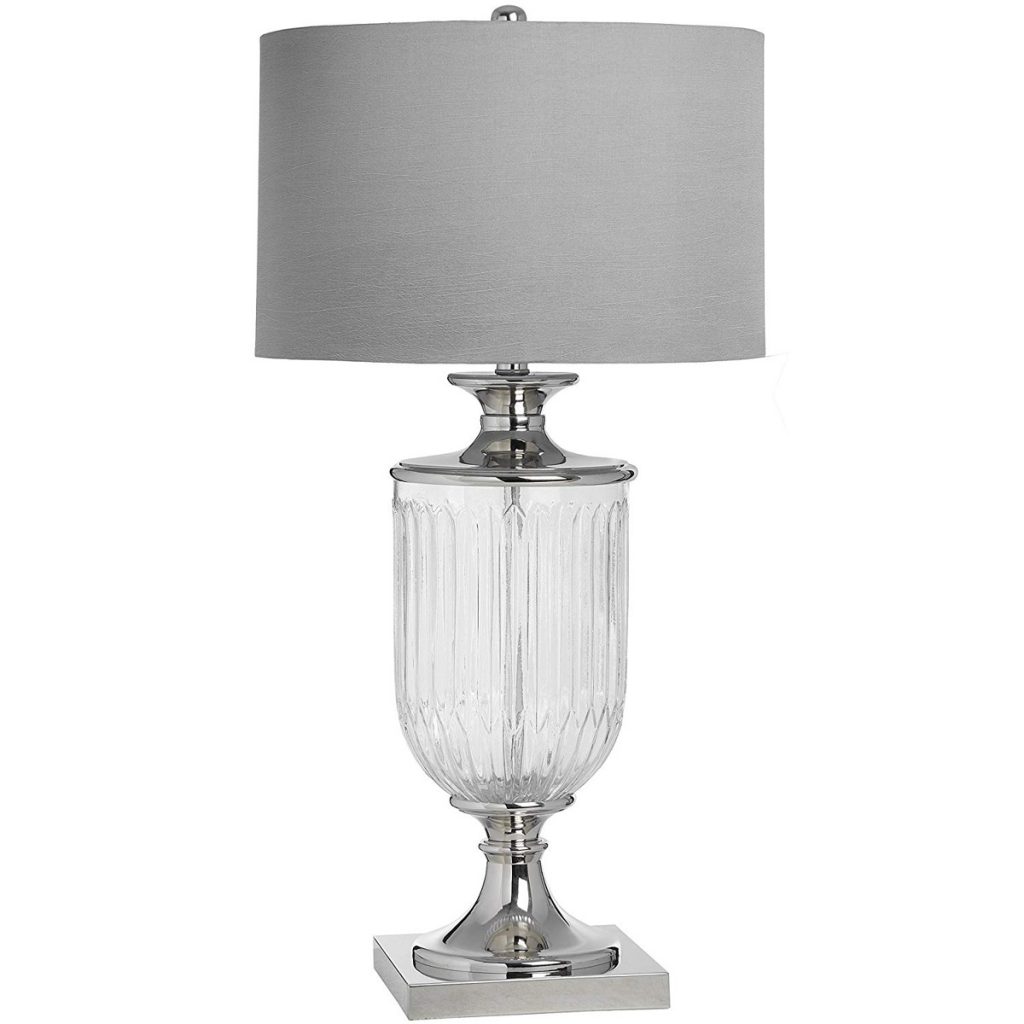 16878 Large Grey Silver Glass Table Lamp