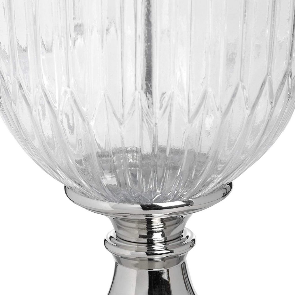 16878-a Large Grey Silver Glass Table Lamp