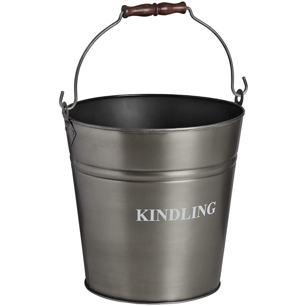 17540-a Antique Pewter Grey Kindling Bucket