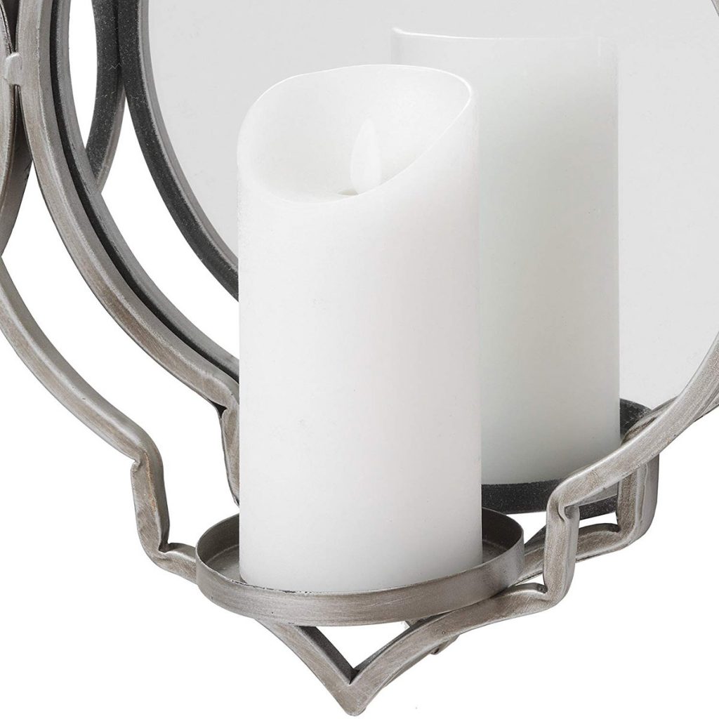 18402-a Quatrefoil Silver Mirror Horizontal Wall Sconce