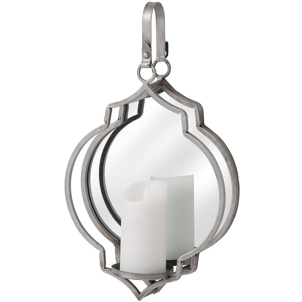 18404 Quatrefoil Silver Mirror Wall Sconce