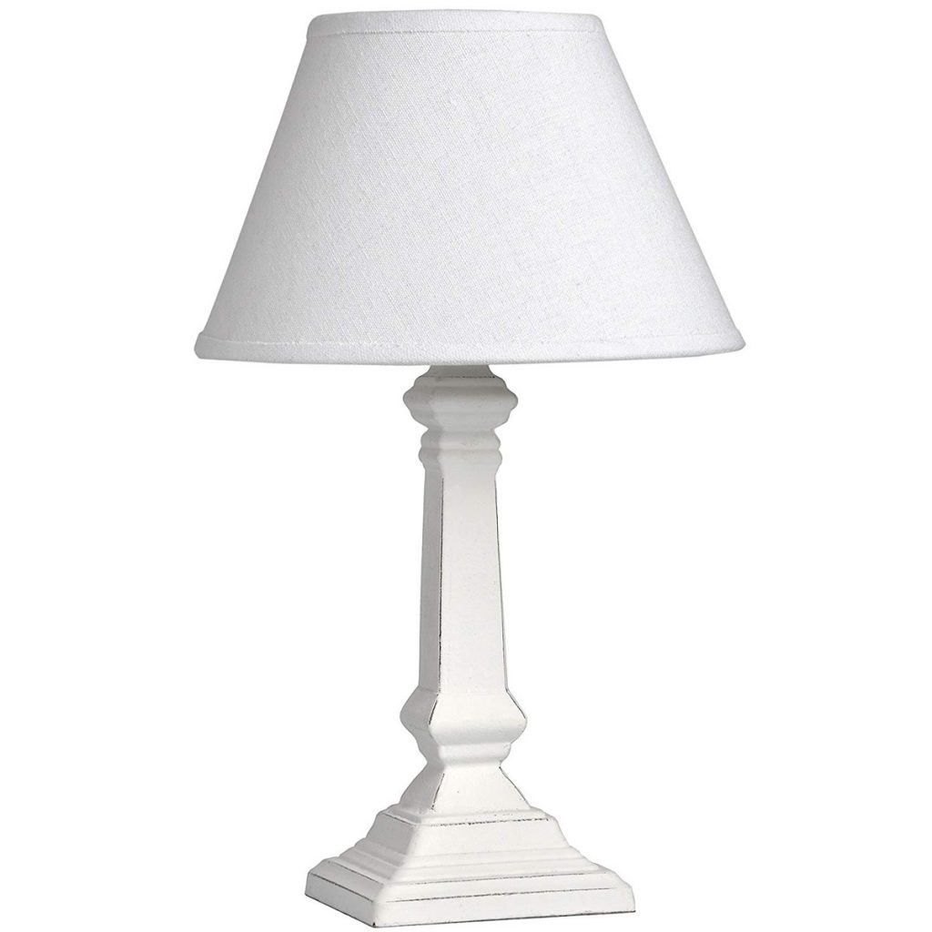 18555 Antique White Wooden Table Lamp