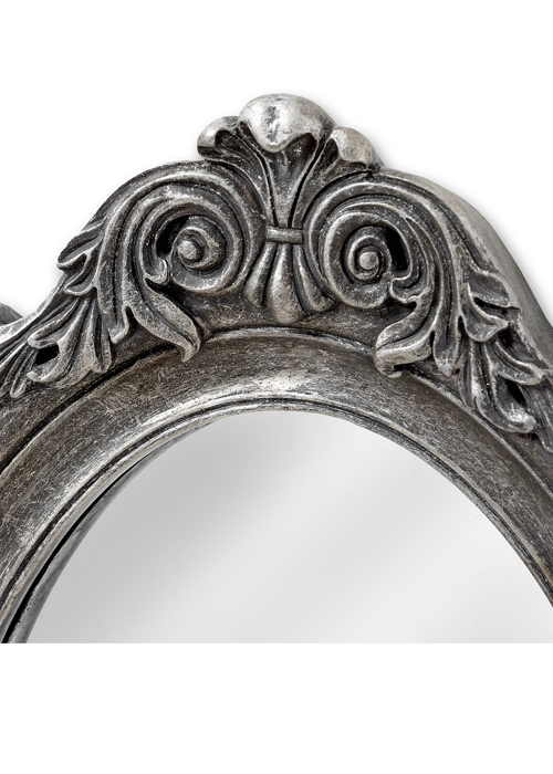 18670-a Antique Style Distressed Silver Oval Mirror