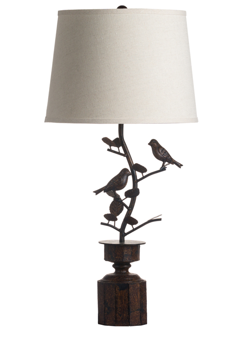 18823 Antique Brown Ivory Bird Table Lamp