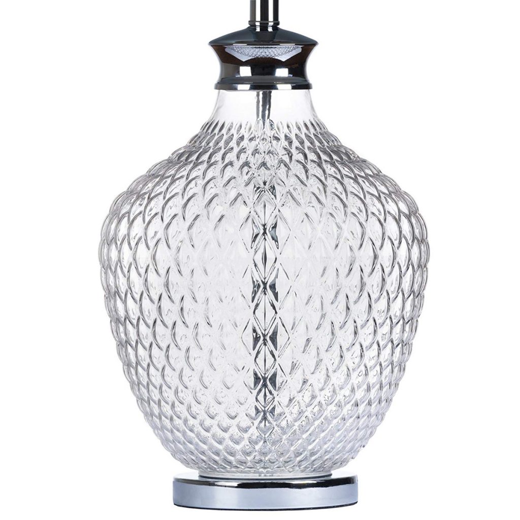 18827-a Elegant Clear Glass Silver Grey Table Lamp