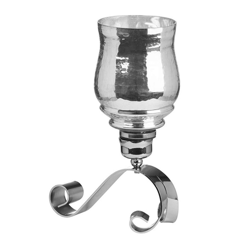 19124 Silver Lustre Glass Candle Holder