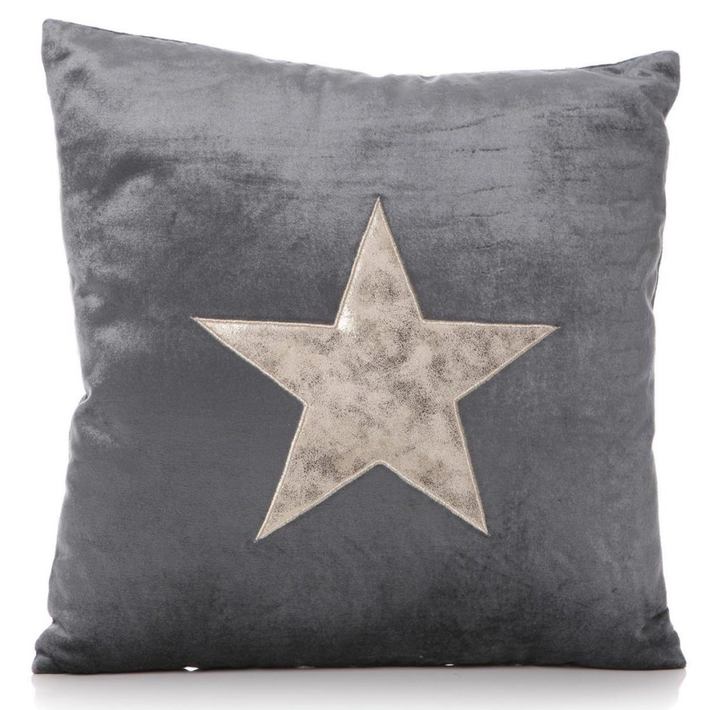 26574_Grey Velvet Gold Star Square Cush