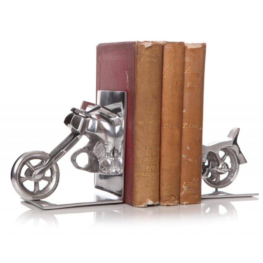 36152-5_Motorcycle Bike Silver Aluminium Bookends