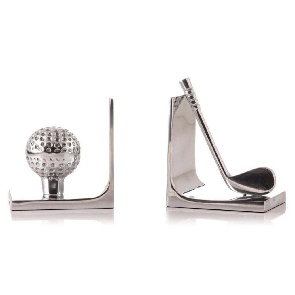 42410-5_Golf Club Ball Silver Bookends