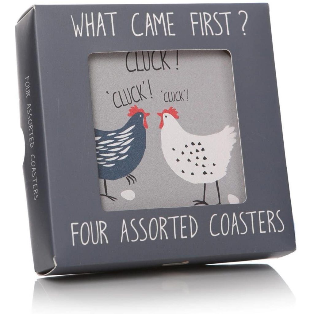 43159-5_Hen Chicken Grey Set of 4 Coasters